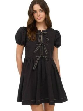 Blue Pepper Black Babydoll Mini Dress. Size L. NWT